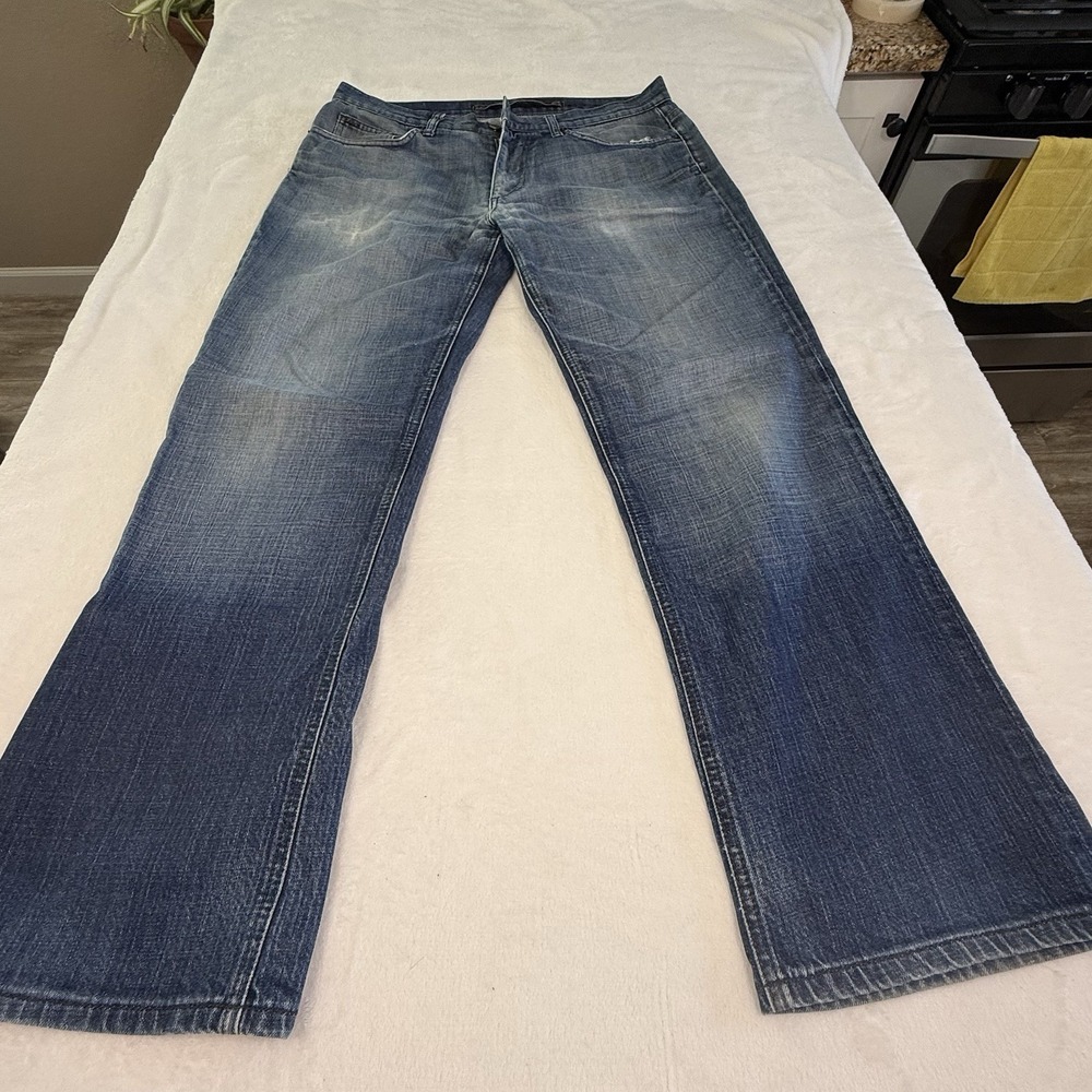 Joe's Jeans Rebel Mens W34 Made in USA Bootcut Distressed Blue Denim 58NR88222